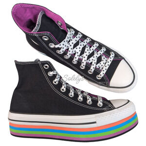 Converse 2013 RARE Womens 8.5 Chuck Taylor Platform EVA High Top Striped Rainbow